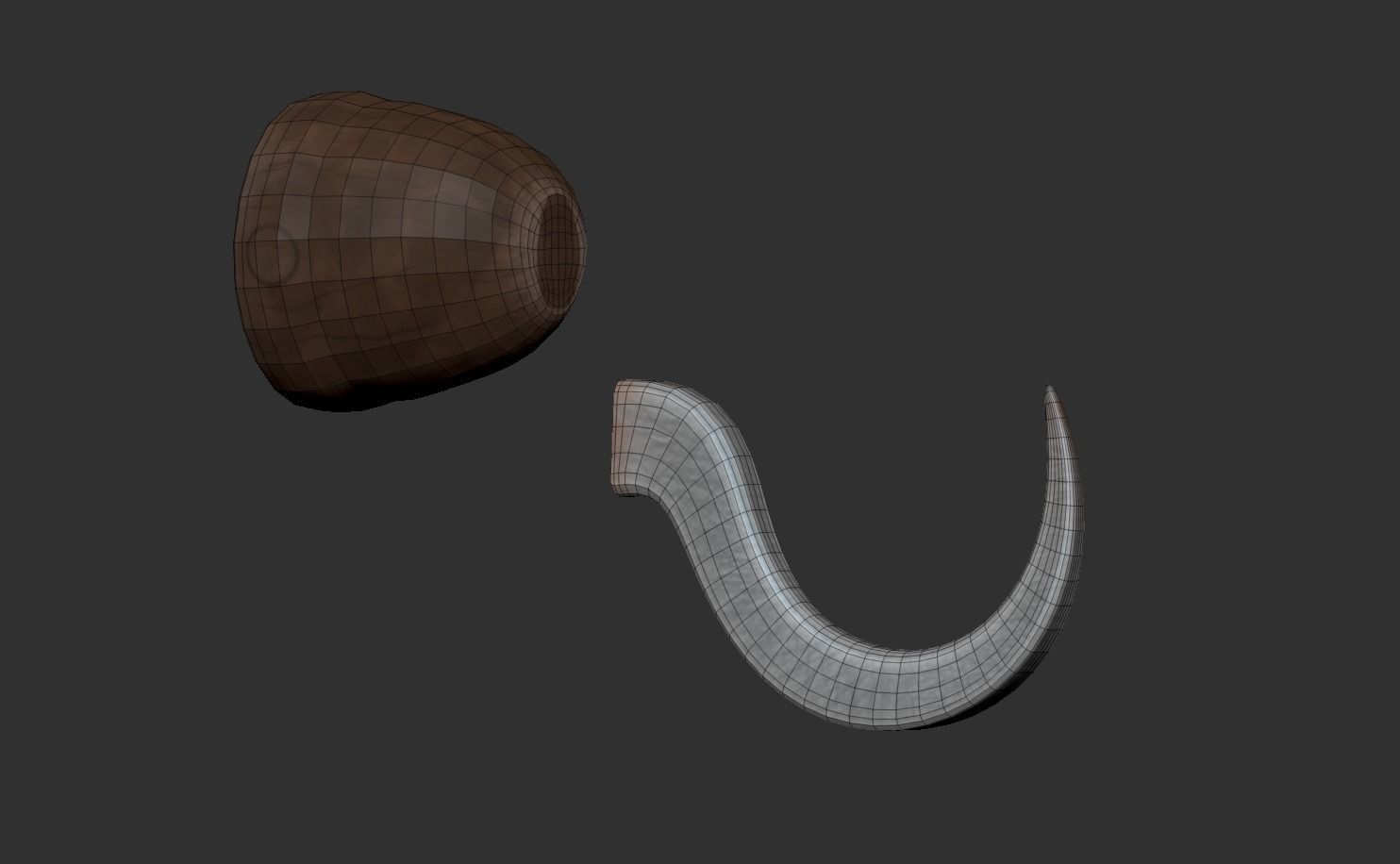 Pirate Hook - Metal Hand Low-poly 3D model_5