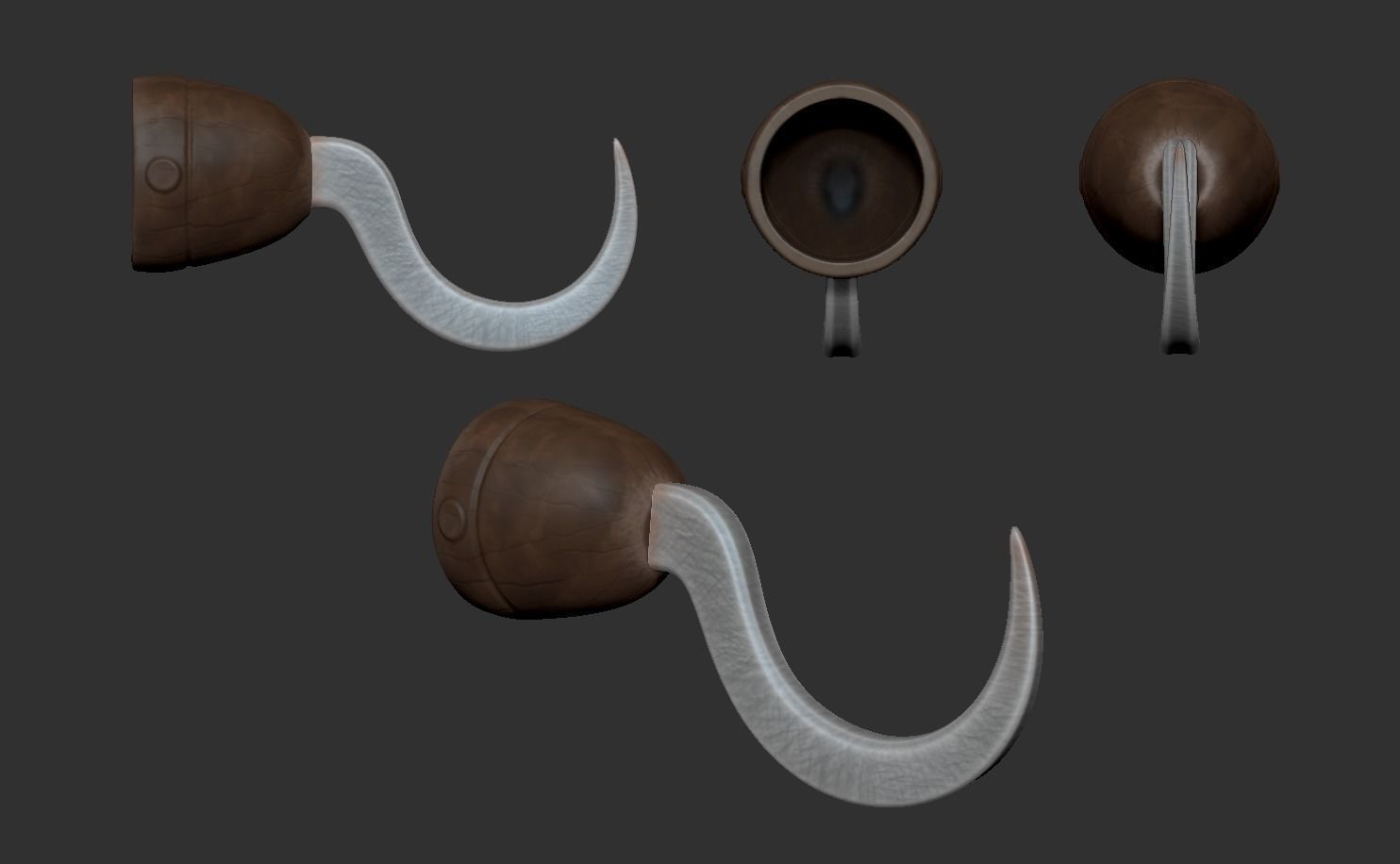 Pirate Hook - Metal Hand Low-poly 3D model_1