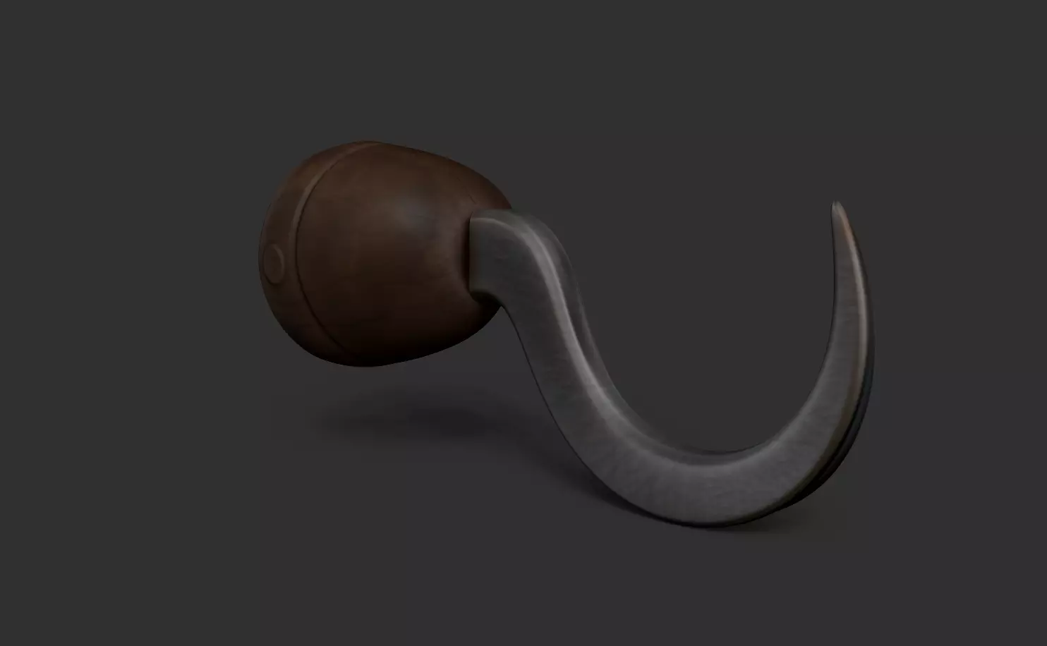 Pirate Hook - Metal Hand Low-poly 3D model_0