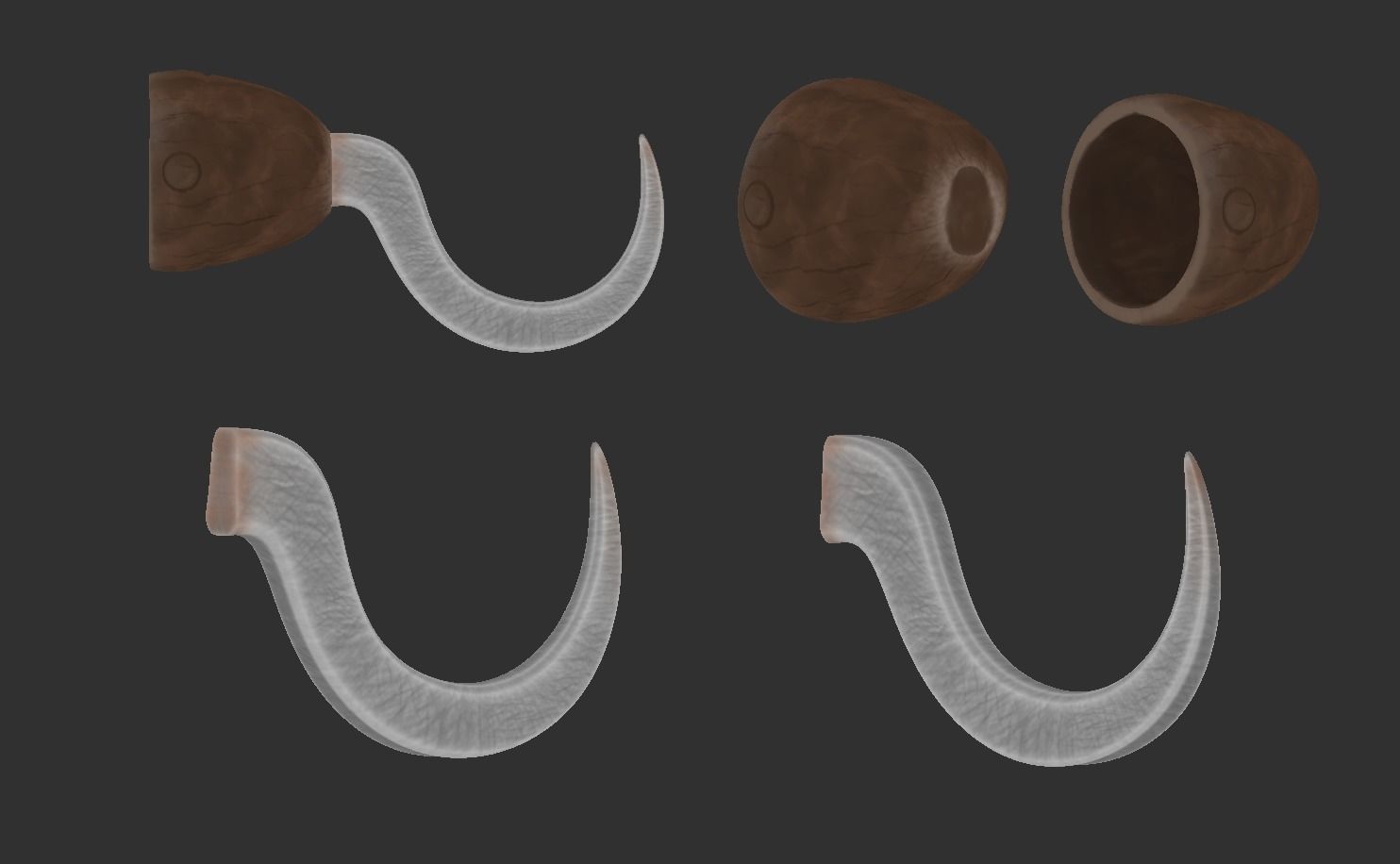 Pirate Hook - Metal Hand Low-poly 3D model_6