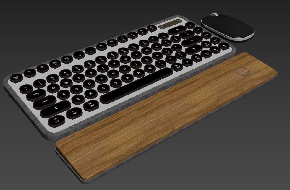 Retro Keyboard and mouse 3D model_5