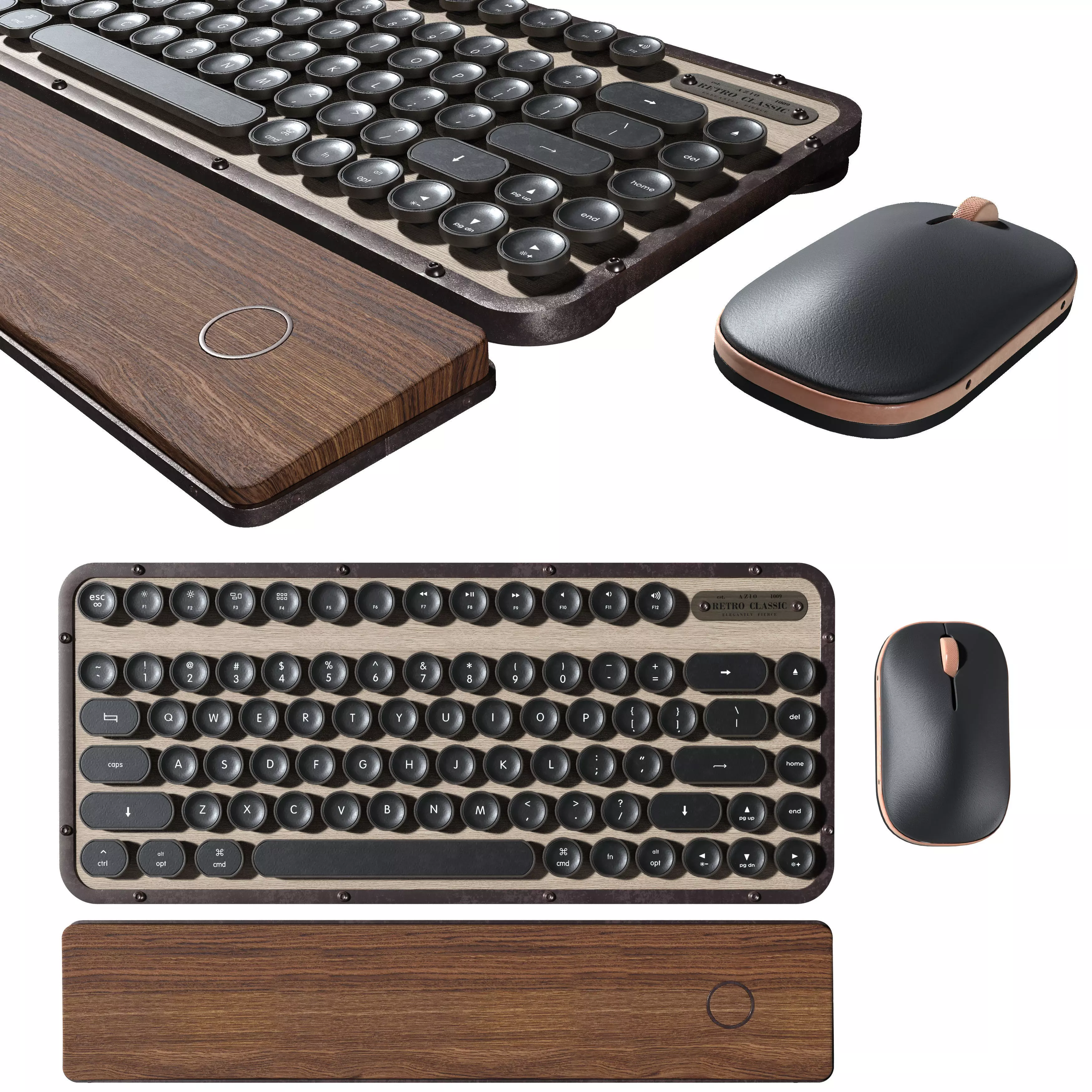 Retro Keyboard and mouse 3D model_0
