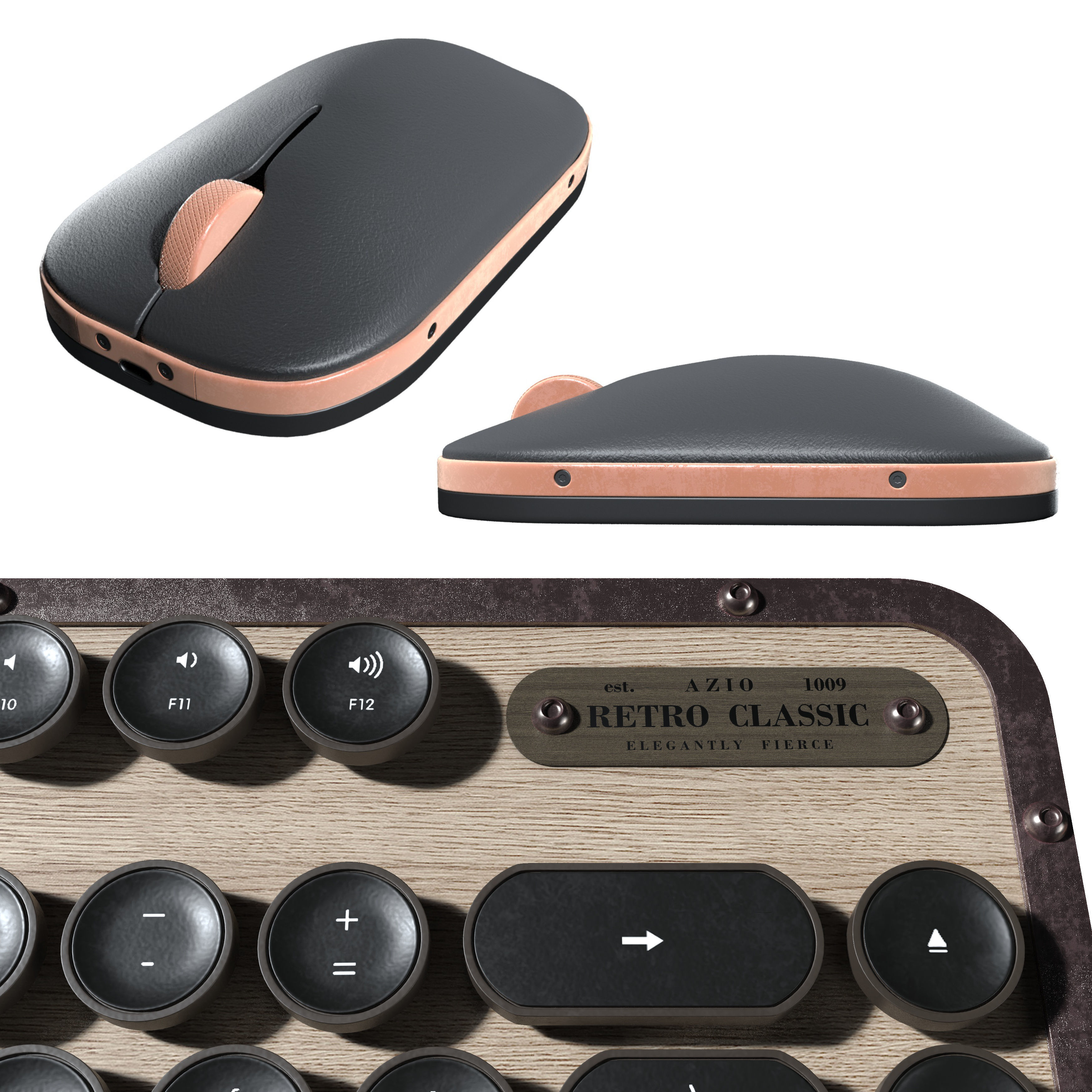 Retro Keyboard and mouse 3D model_1