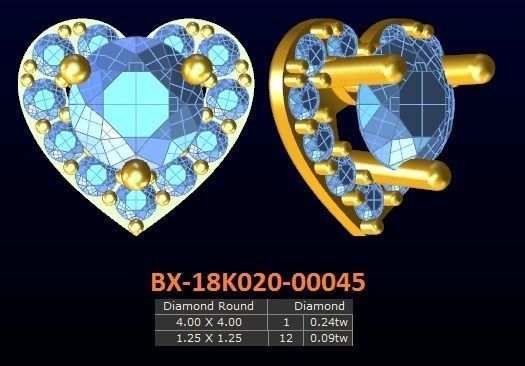 20 models diamond earrings-3 3D print model_4