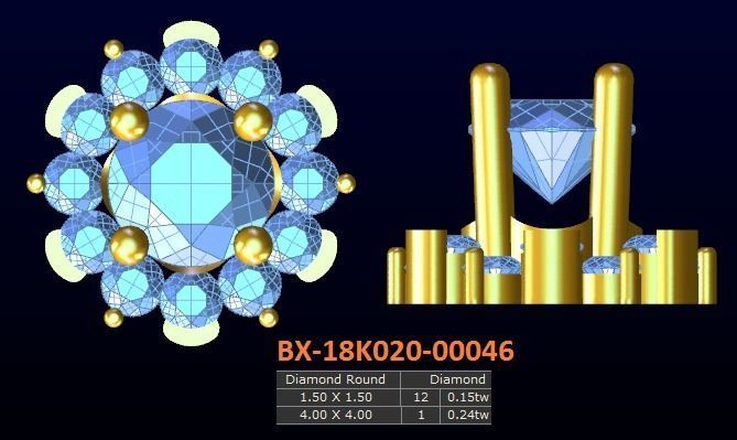 20 models diamond earrings-3 3D print model_5