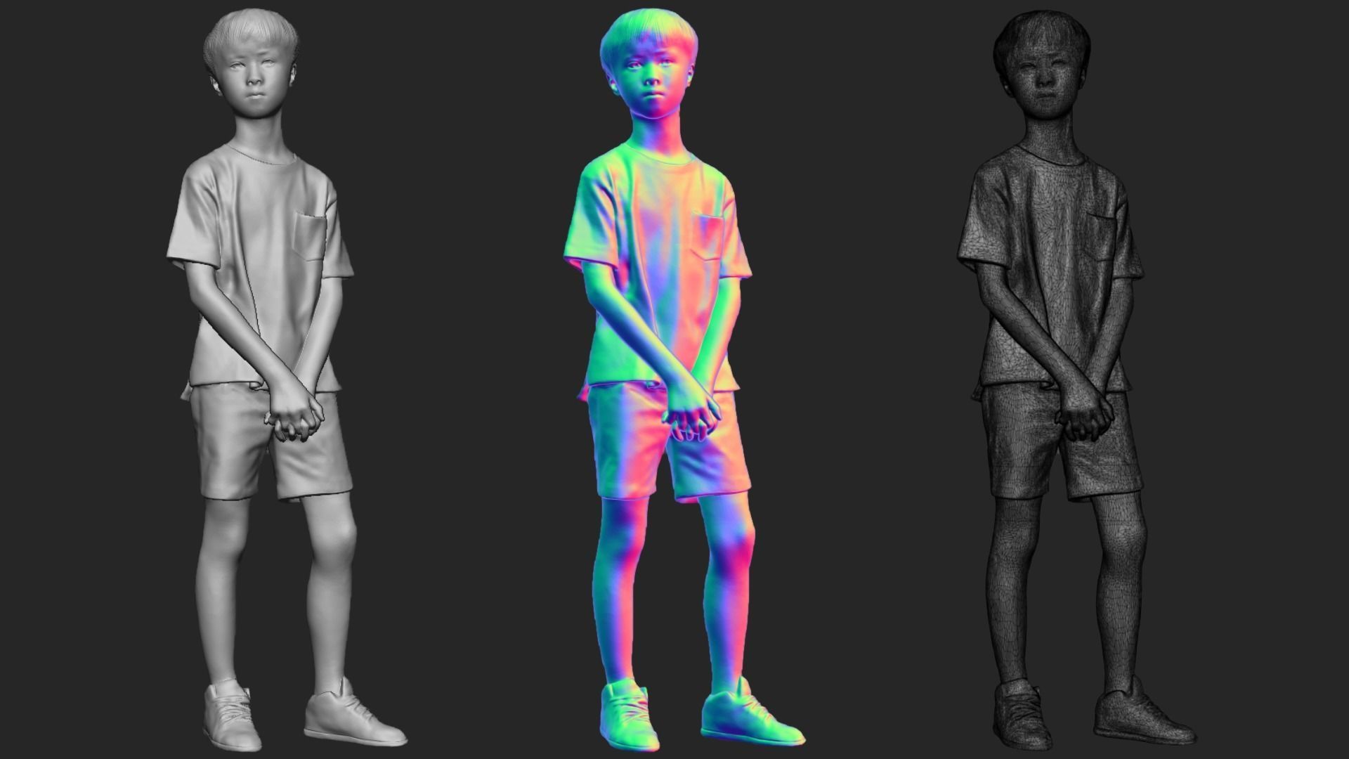 A Cool Boy Standing Alone 3D model_6