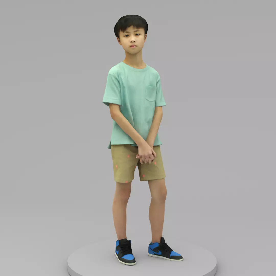 A Cool Boy Standing Alone 3D model_0