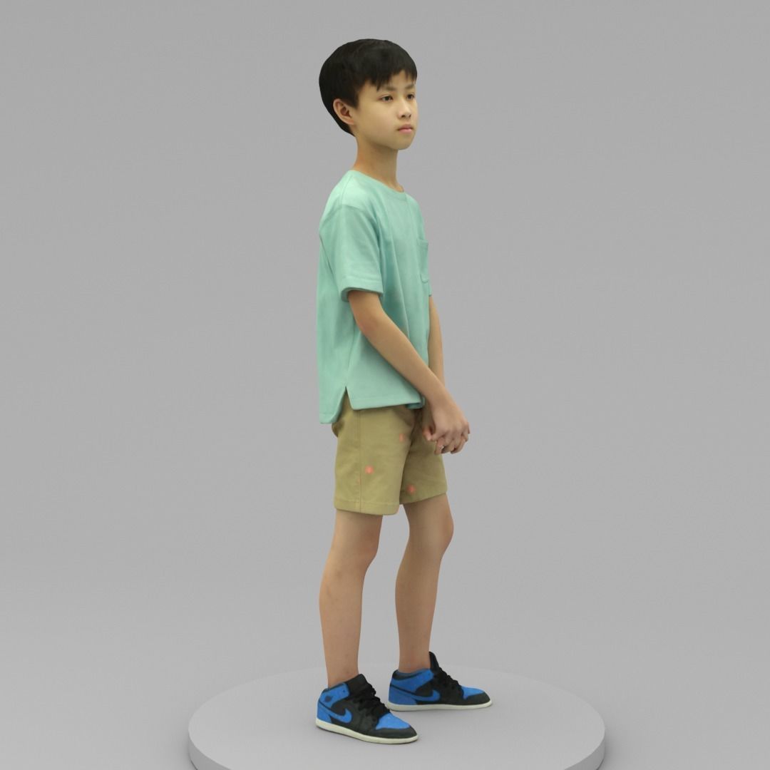 A Cool Boy Standing Alone 3D model_2