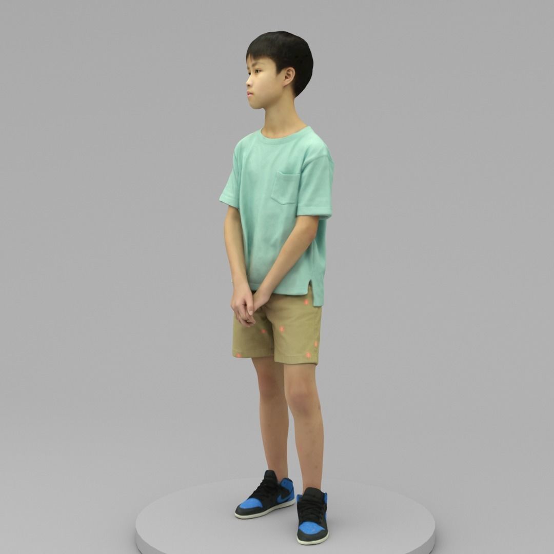 A Cool Boy Standing Alone 3D model_1