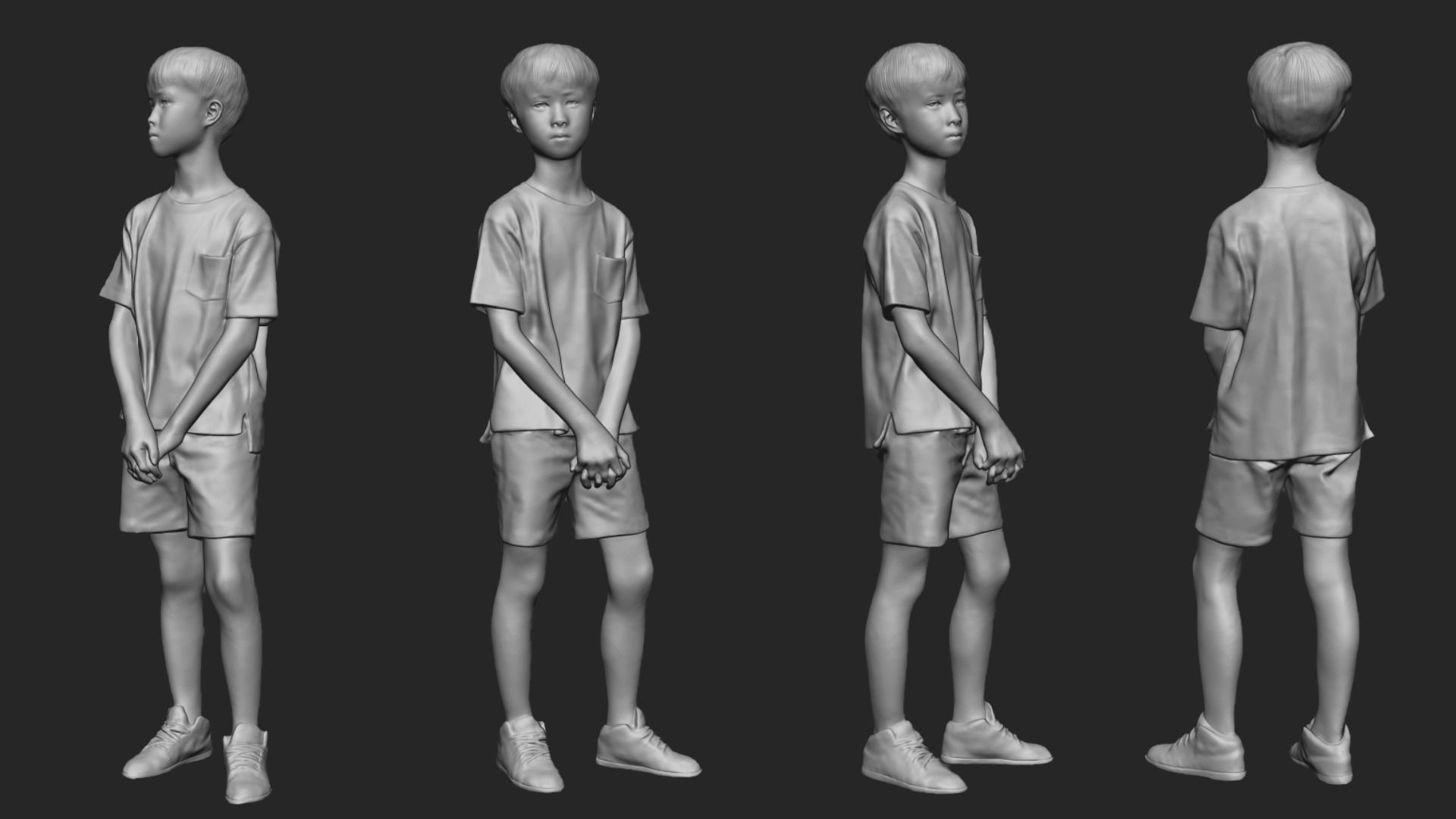 A Cool Boy Standing Alone 3D model_5