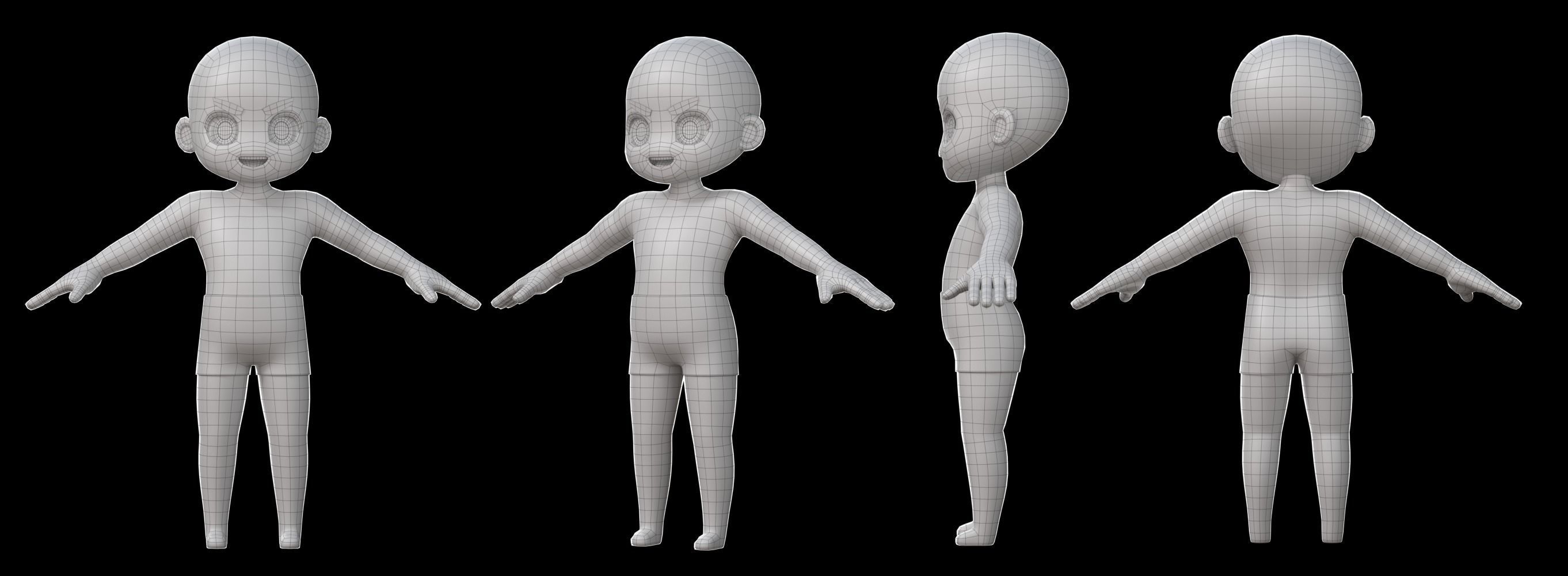 SD Male Character Low-poly 3D model_6