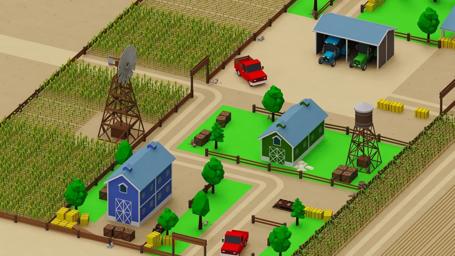 Farm Pack - 54 Assets Low-poly 3D model_6