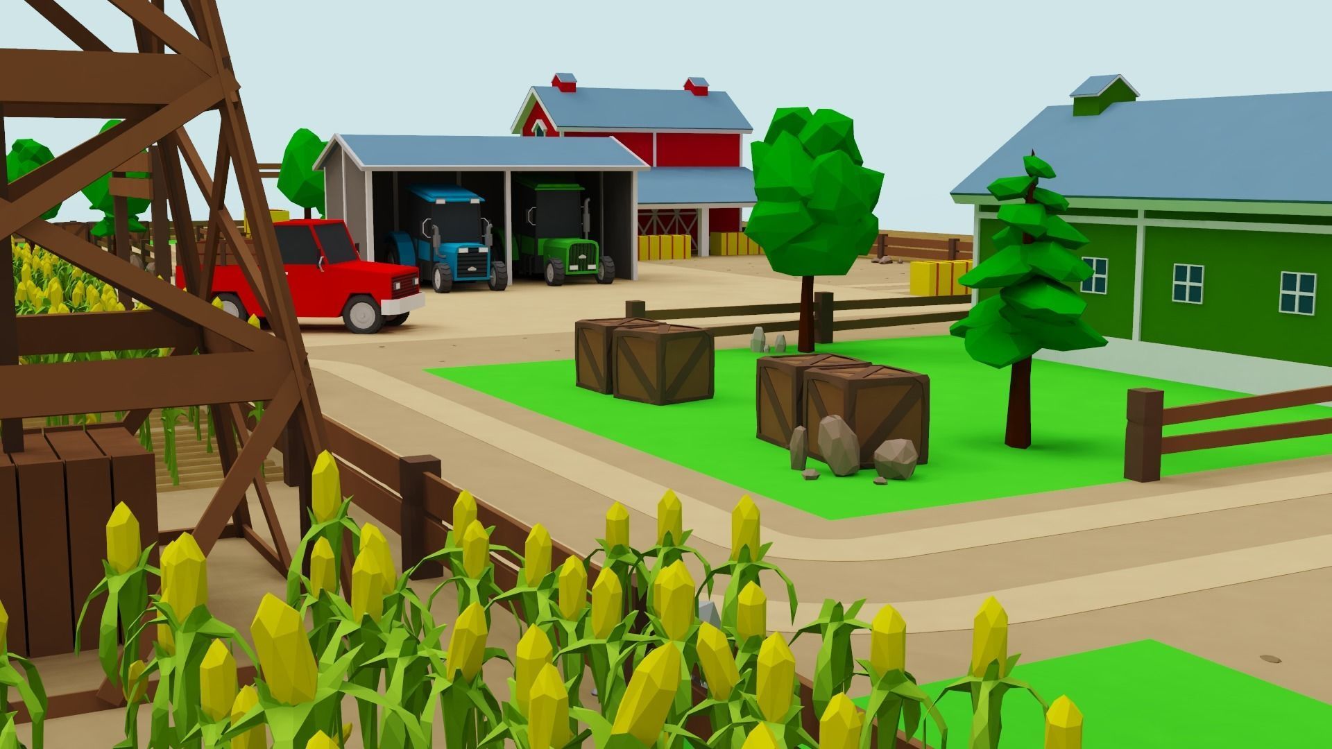 Farm Pack - 54 Assets Low-poly 3D model_1