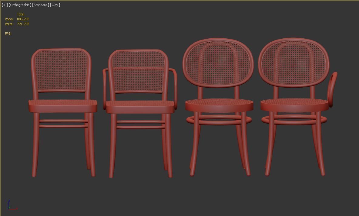 4 Chair FRONT Josef Hoffamnn 3D model_2
