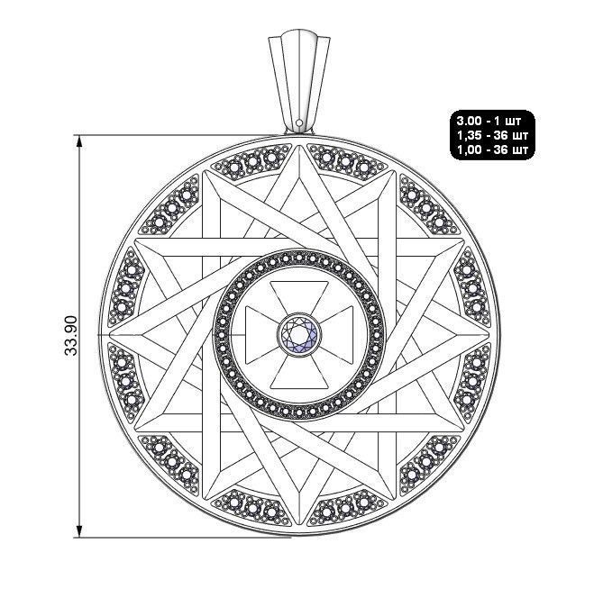 THREE Pendants Erzgamma Lucky Star 30 and 34 and 40 mm 3D print model_6