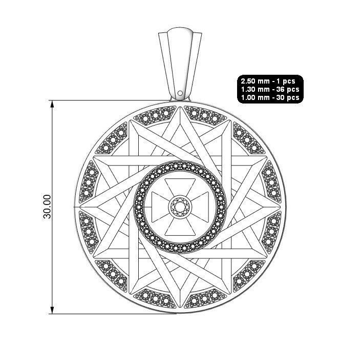 THREE Pendants Erzgamma Lucky Star 30 and 34 and 40 mm 3D print model_5