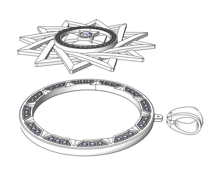 THREE Pendants Erzgamma Lucky Star 30 and 34 and 40 mm 3D print model_8