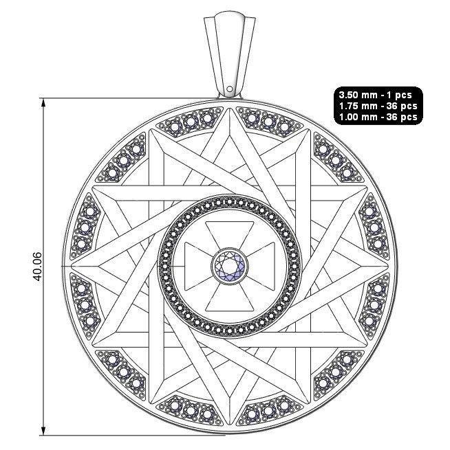 THREE Pendants Erzgamma Lucky Star 30 and 34 and 40 mm 3D print model_7