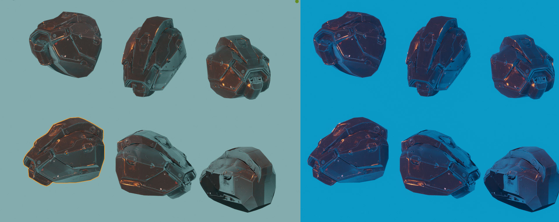 Cyborg Droid Futuristic Space Helmet Low-poly 3D model_4