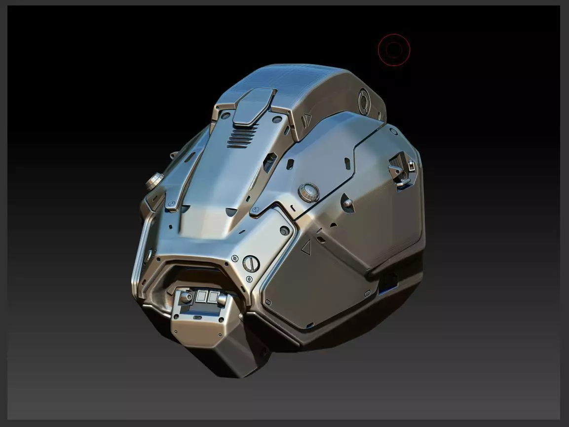 Cyborg Droid Futuristic Space Helmet Low-poly 3D model_0