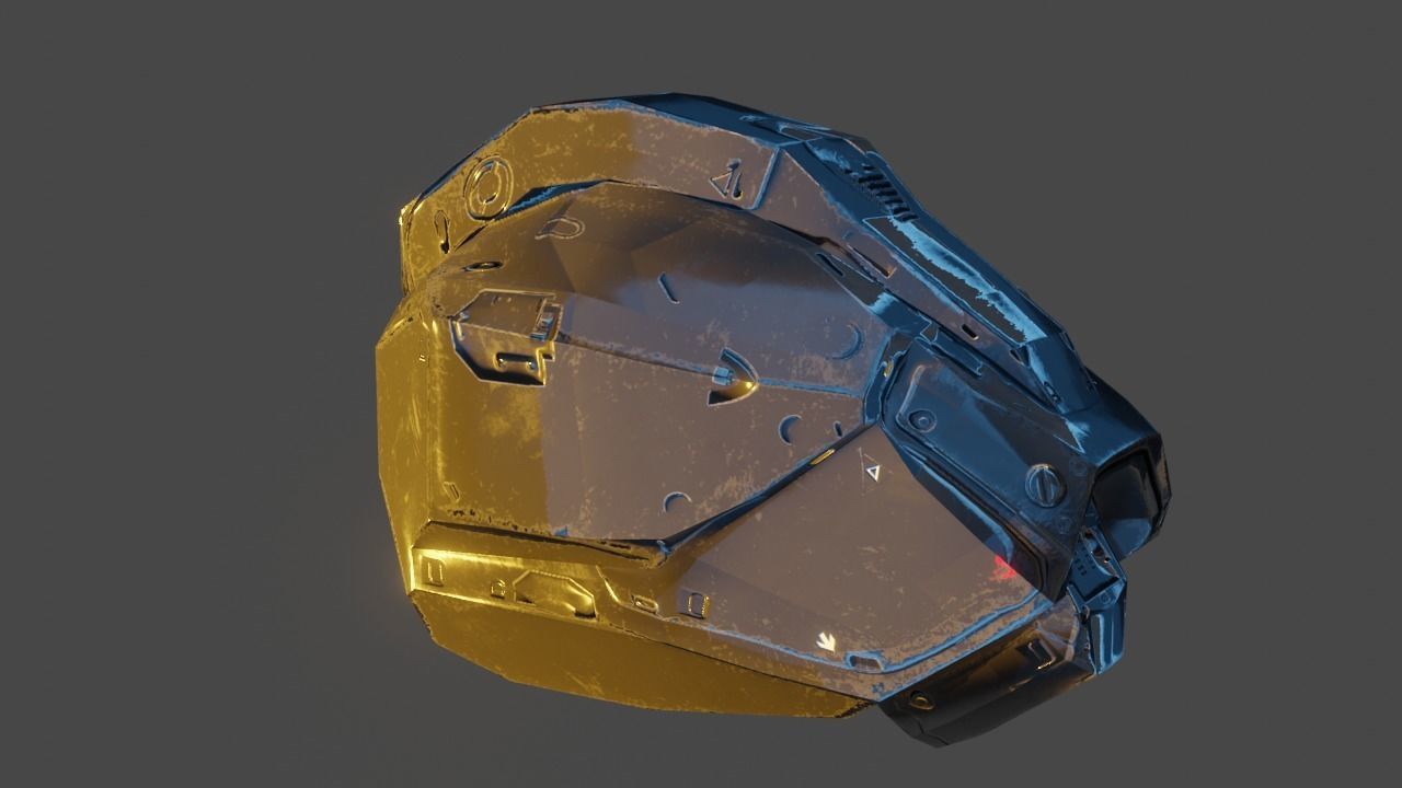 Cyborg Droid Futuristic Space Helmet Low-poly 3D model_5