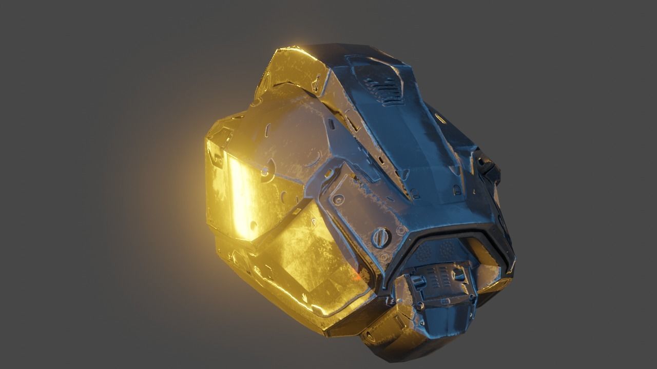 Cyborg Droid Futuristic Space Helmet Low-poly 3D model_6