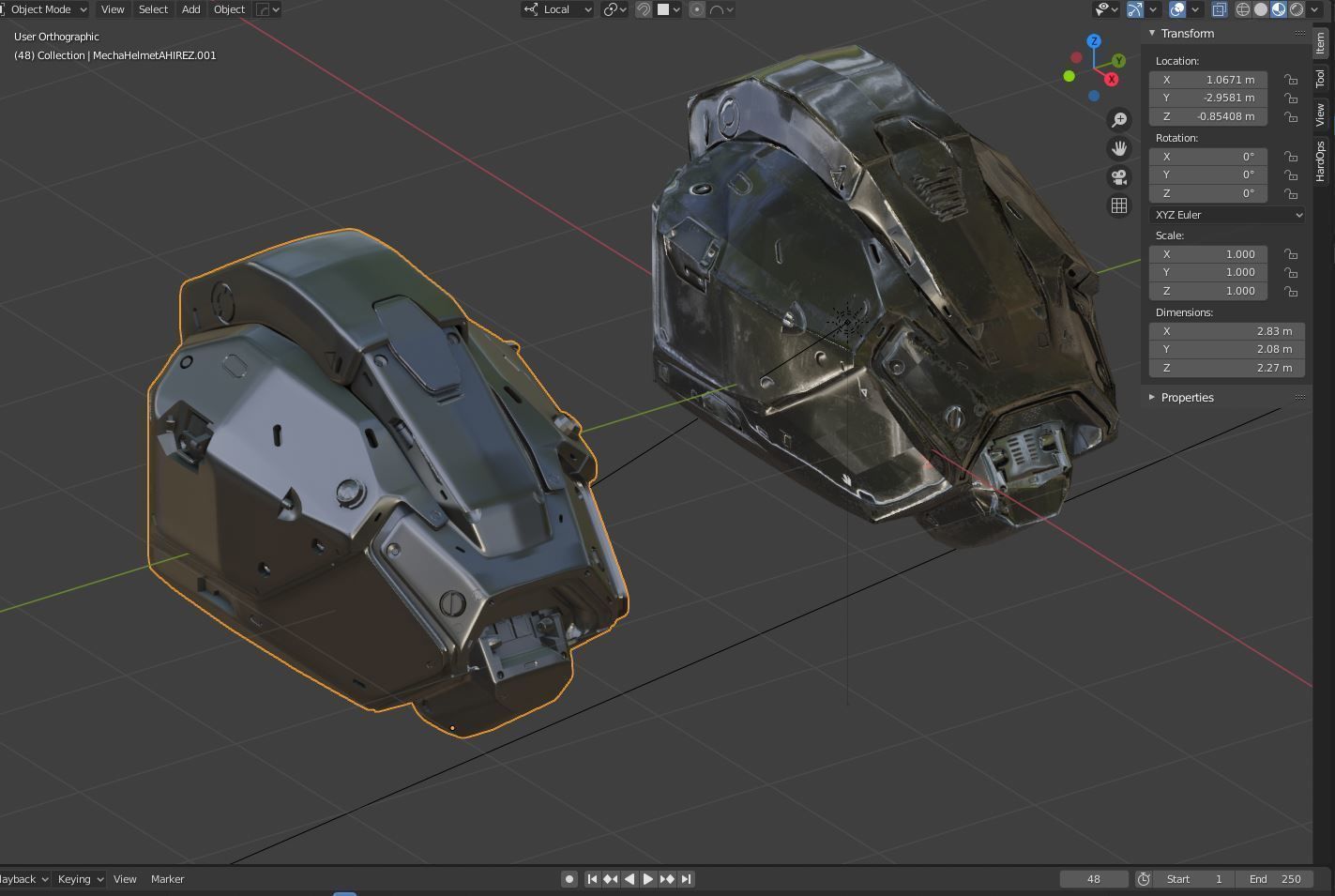 Cyborg Droid Futuristic Space Helmet Low-poly 3D model_10