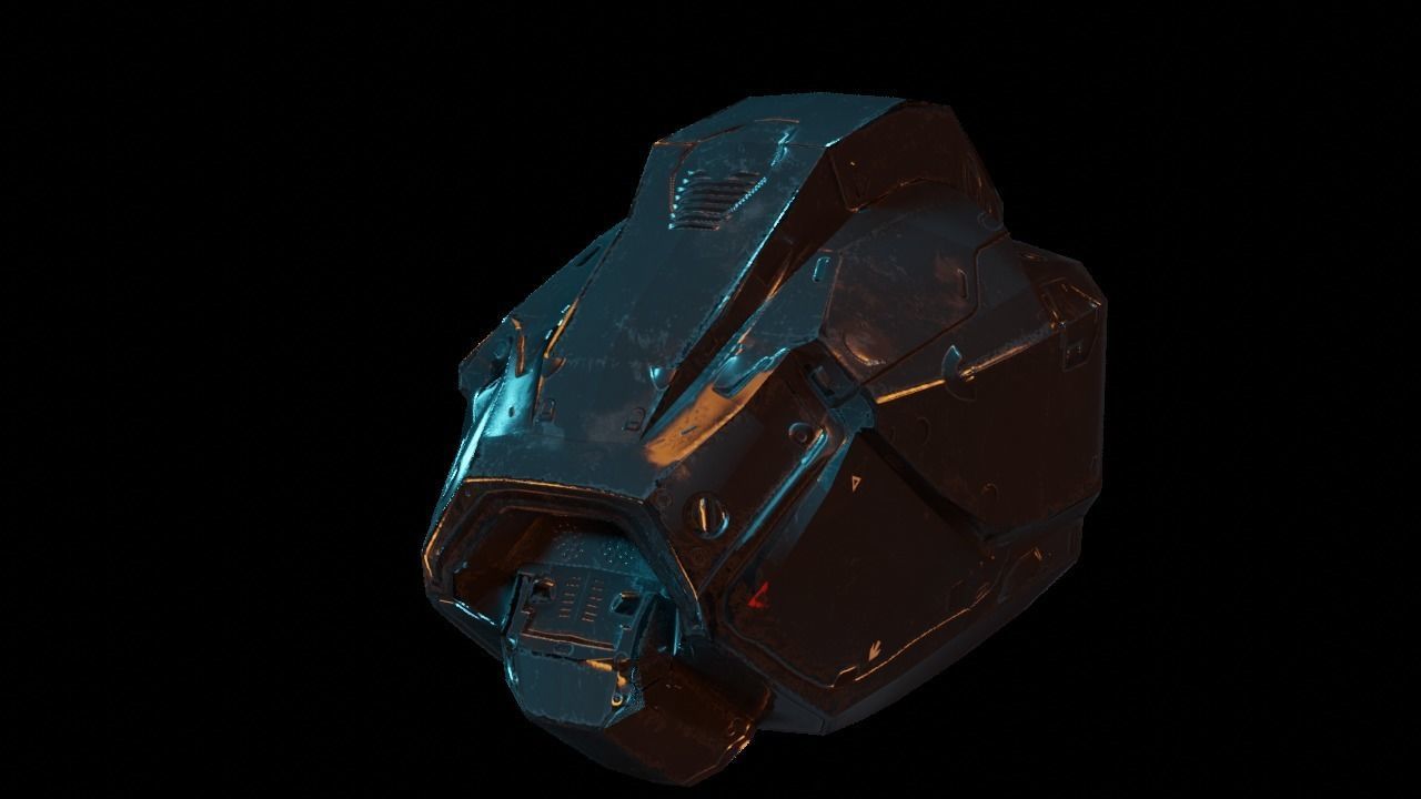 Cyborg Droid Futuristic Space Helmet Low-poly 3D model_11