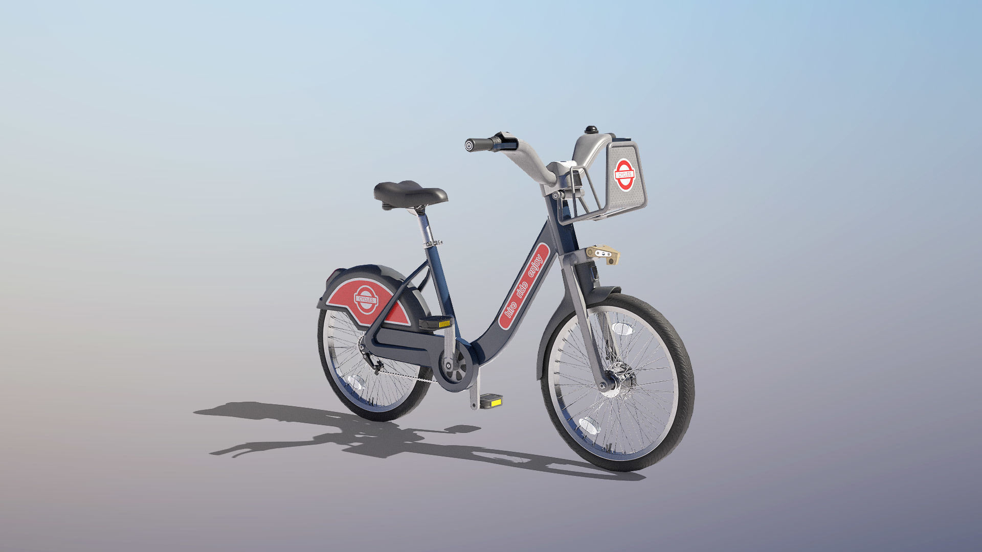 Public Bike Hire Scheme Low-poly 3D model_2