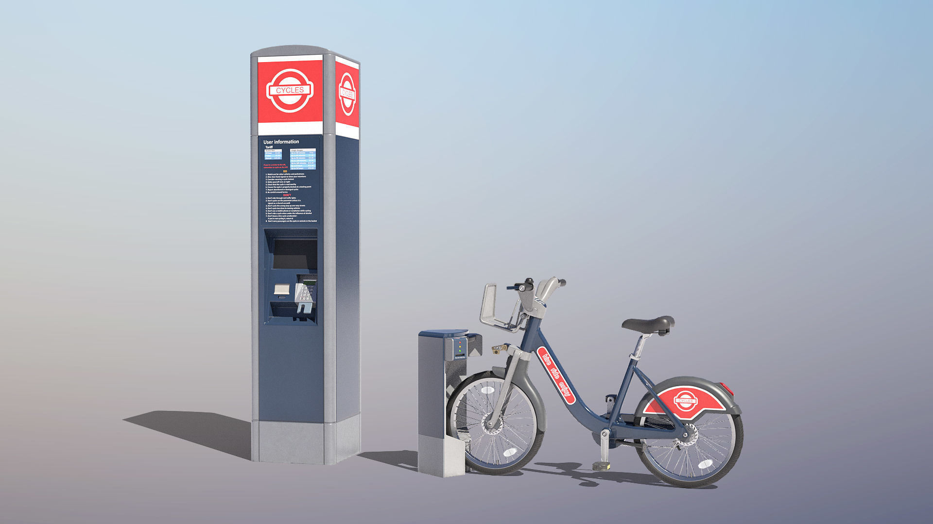 Public Bike Hire Scheme Low-poly 3D model_5