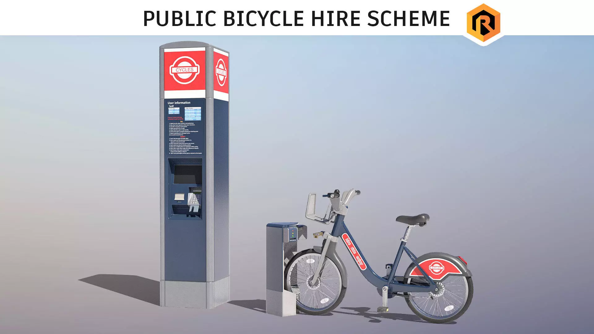 Public Bike Hire Scheme Low-poly 3D model_0
