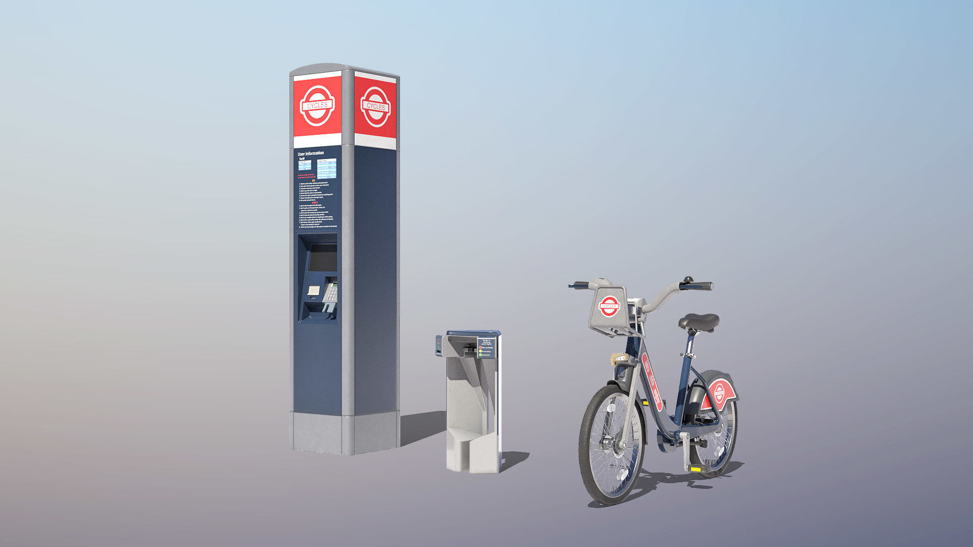 Public Bike Hire Scheme Low-poly 3D model_1