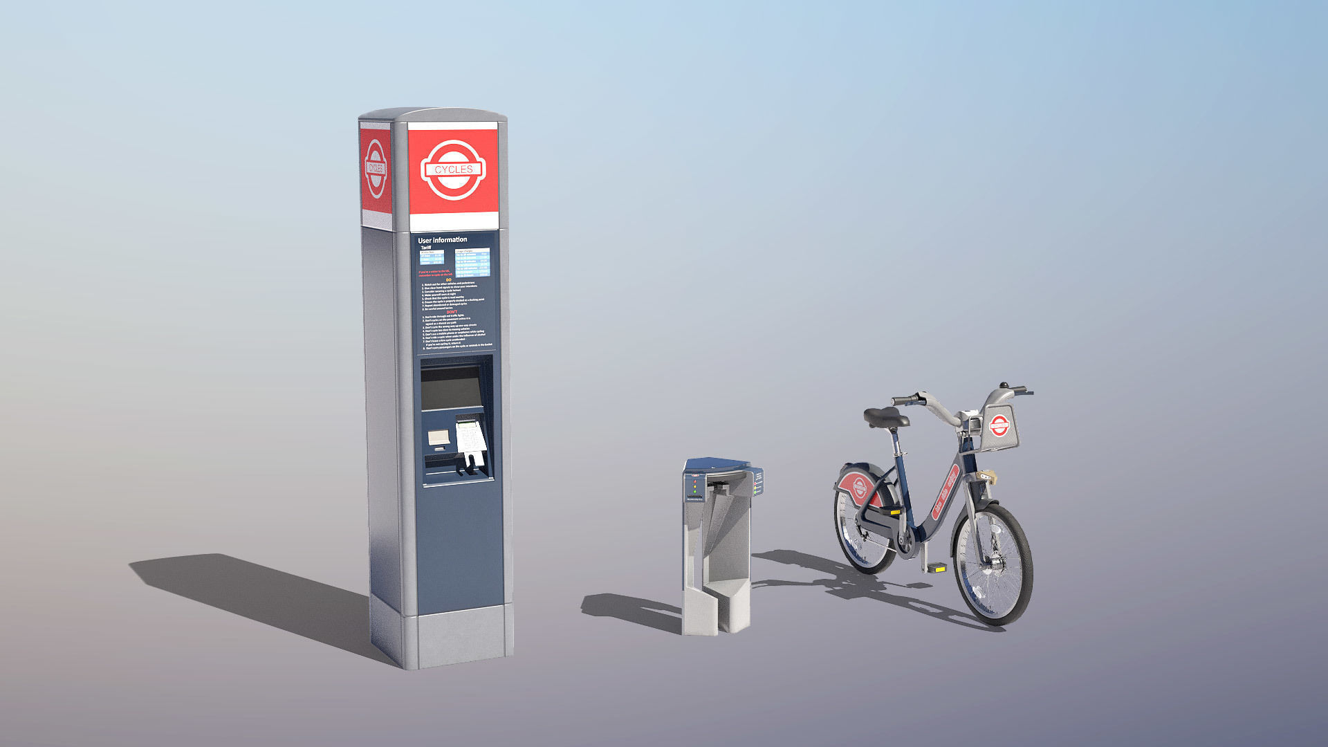 Public Bike Hire Scheme Low-poly 3D model_14