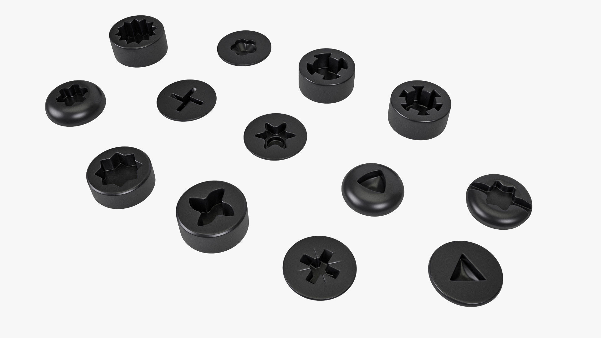 Screw Heads Collection 3 Low-poly 3D model_1