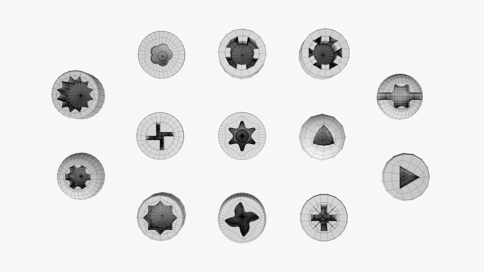 Screw Heads Collection 3 Low-poly 3D model_16