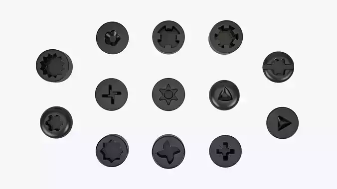 Screw Heads Collection 3 Low-poly 3D model Screw Heads Collection 3 Low-poly 3D model