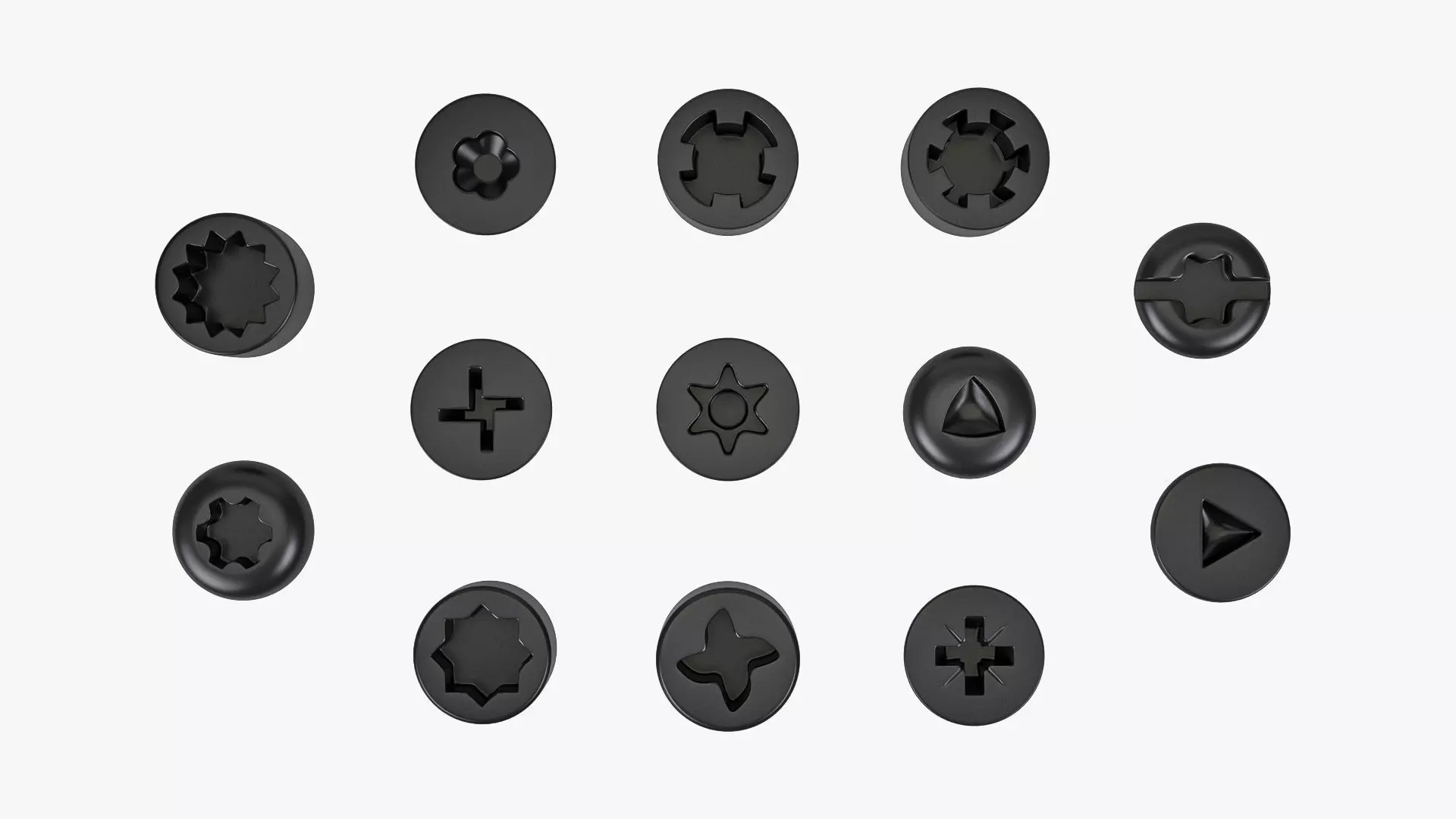 Screw Heads Collection 3 Low-poly 3D model_0