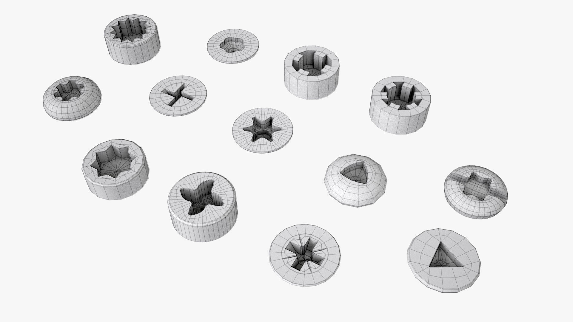 Screw Heads Collection 3 Low-poly 3D model_17