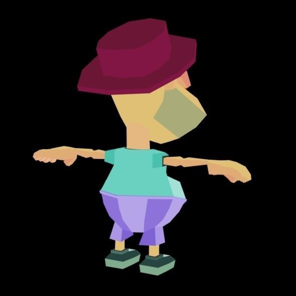 RIGGED ANIMATED LOW POLY GAME CHARACTER HATYMAN    Low-poly 3D model_25