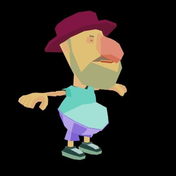 RIGGED ANIMATED LOW POLY GAME CHARACTER HATYMAN    Low-poly 3D model_18