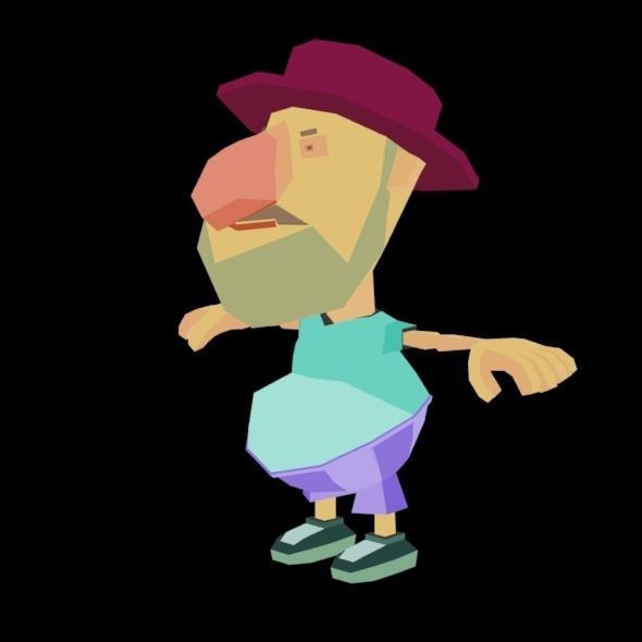 RIGGED ANIMATED LOW POLY GAME CHARACTER HATYMAN    Low-poly 3D model_36