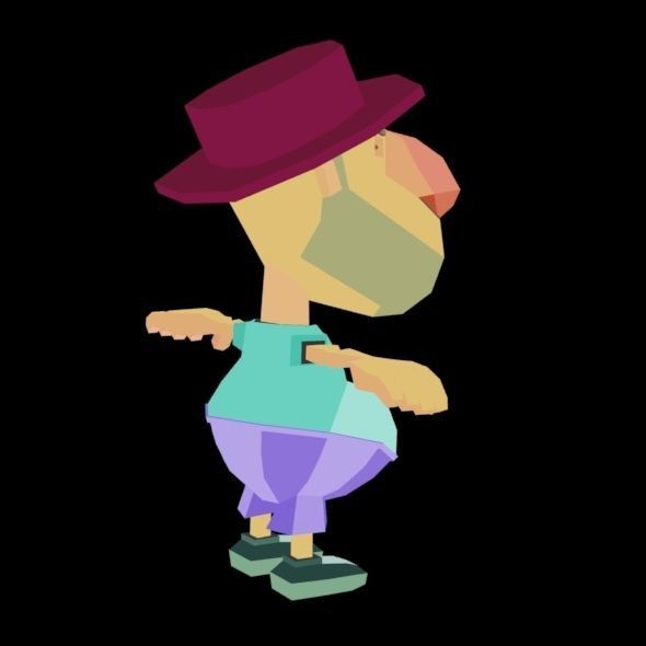 RIGGED ANIMATED LOW POLY GAME CHARACTER HATYMAN    Low-poly 3D model_23