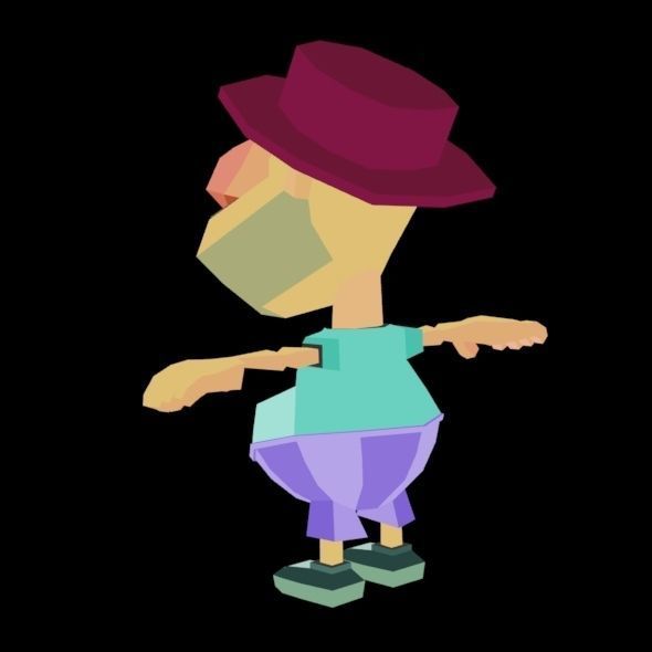 RIGGED ANIMATED LOW POLY GAME CHARACTER HATYMAN    Low-poly 3D model_30
