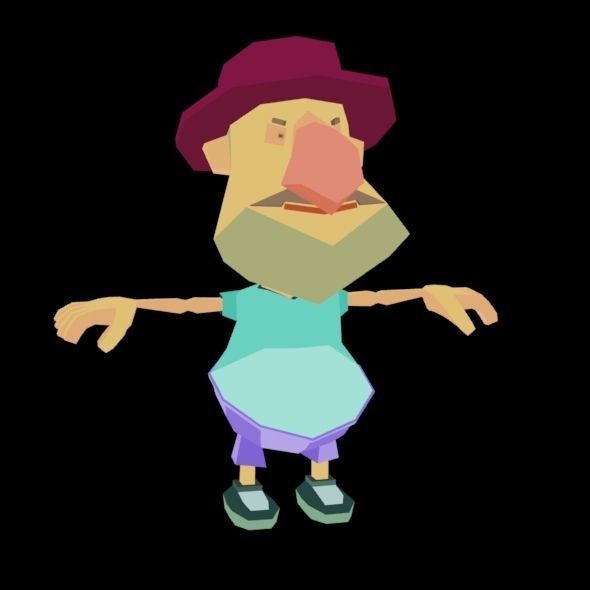 RIGGED ANIMATED LOW POLY GAME CHARACTER HATYMAN    Low-poly 3D model_16