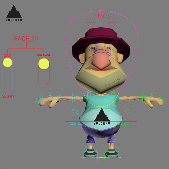 RIGGED ANIMATED LOW POLY GAME CHARACTER HATYMAN    Low-poly 3D model_14