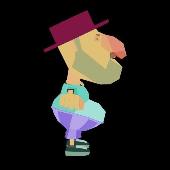 RIGGED ANIMATED LOW POLY GAME CHARACTER HATYMAN    Low-poly 3D model_21