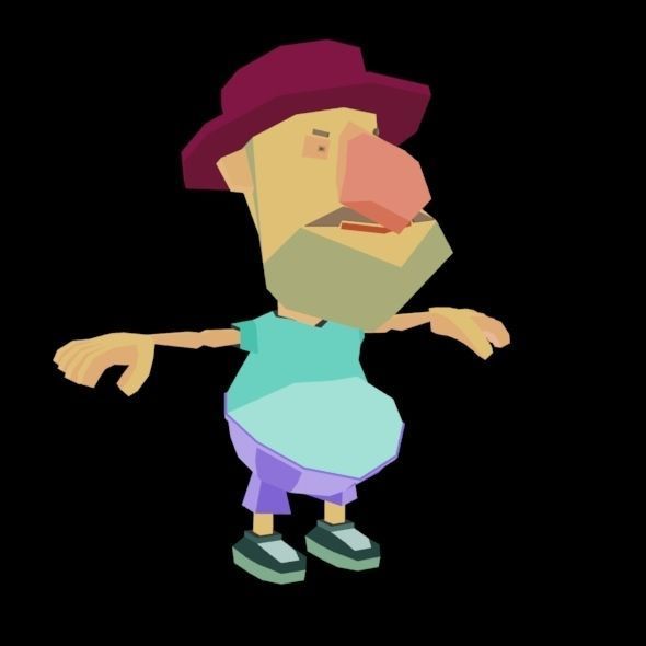 RIGGED ANIMATED LOW POLY GAME CHARACTER HATYMAN    Low-poly 3D model_17