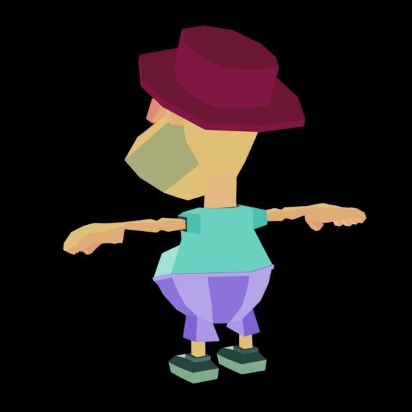 RIGGED ANIMATED LOW POLY GAME CHARACTER HATYMAN    Low-poly 3D model_29