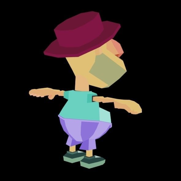 RIGGED ANIMATED LOW POLY GAME CHARACTER HATYMAN    Low-poly 3D model_24
