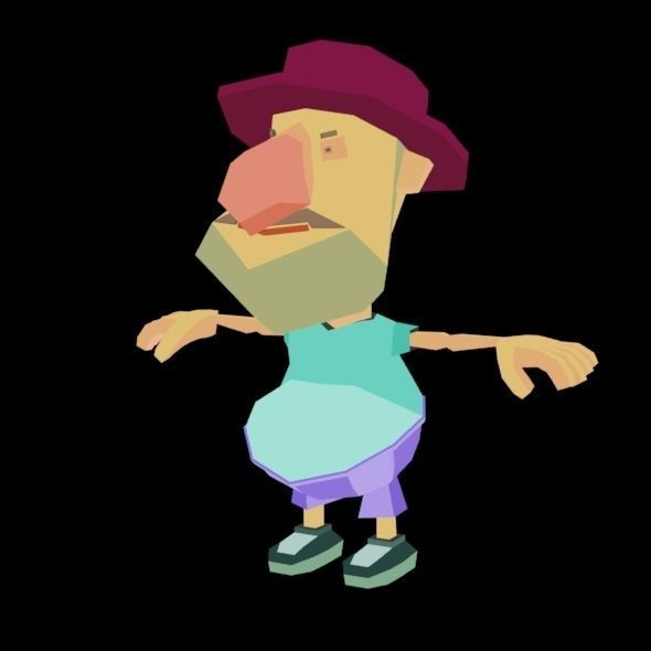 RIGGED ANIMATED LOW POLY GAME CHARACTER HATYMAN    Low-poly 3D model_37